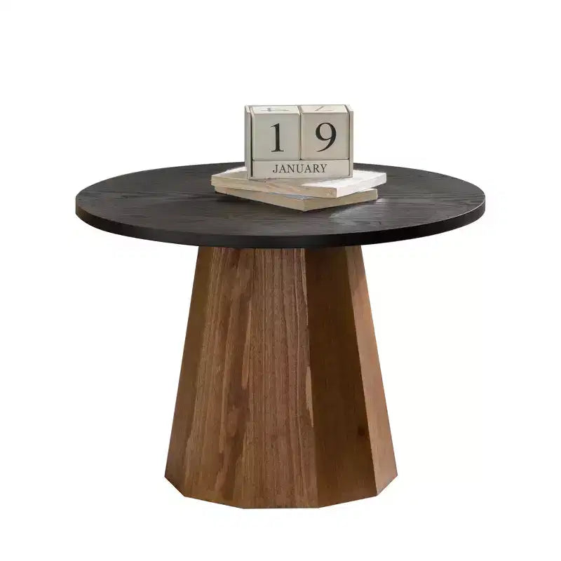 Table basse ronde moderne GDFStudio Parkey 23,62 po avec motif d'écorce d'arbre