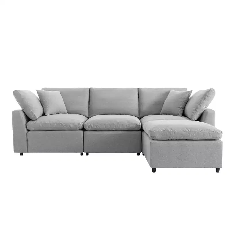 Canapé sectionnel convertible avec accoudoirs inclinés, canapé 4 places rembourré, canapé sectionnel avec coussins amovibles