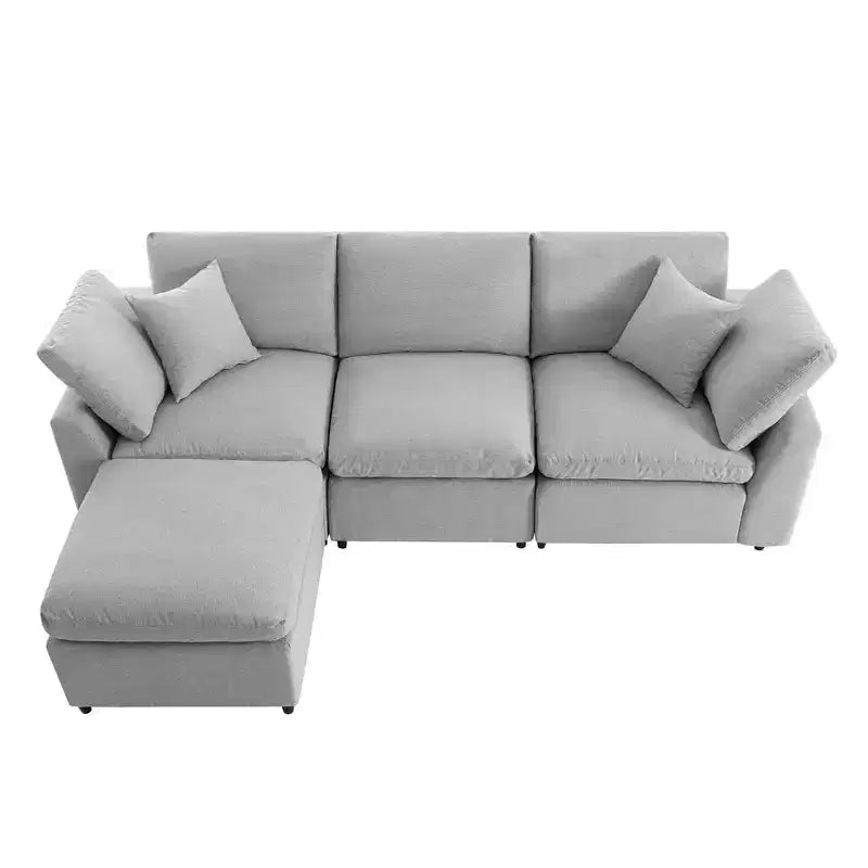 Canapé sectionnel convertible avec accoudoirs inclinés, canapé 4 places rembourré, canapé sectionnel avec coussins amovibles