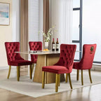 Lot de 2 chaises de salle à manger modernes du milieu du siècle, chaises de salle à manger rembourrées en velours, chaises de cuisine contemporaines sans accoudoirs avec pieds en bois-Panipeachy