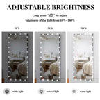 Miroir pleine longueur avec lumières Miroir sur pied surdimensionné pour dressing, chambre, couleur argent,