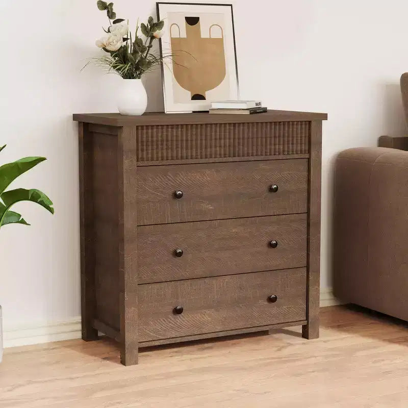 Commode de chambre à coucher, table de chevet, commode en bois, table d'appoint cannelée, organiseur de rangement