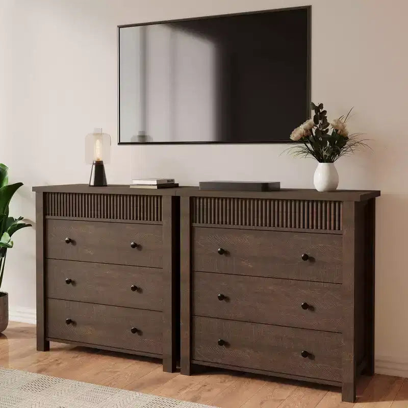 Commode de chambre à coucher, table de chevet, commode en bois, table d'appoint cannelée, organiseur de rangement