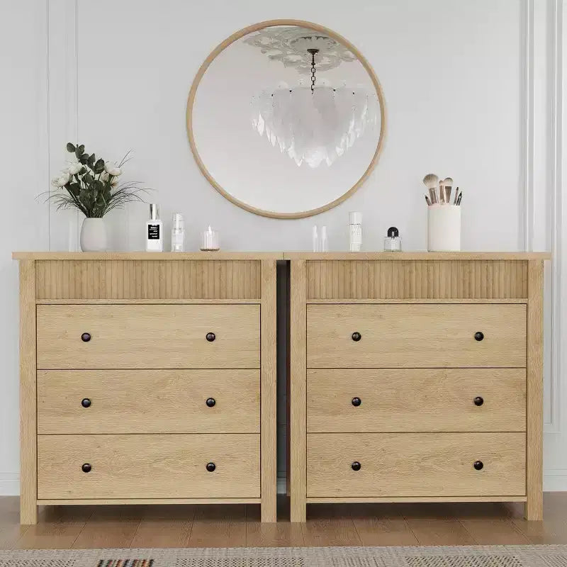 Commode de chambre à coucher, table de chevet, commode en bois, table d'appoint cannelée, organiseur de rangement