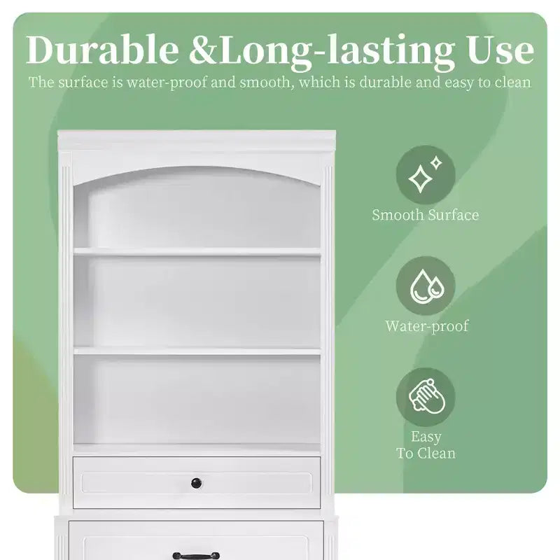 MAYEERTY Meuble de salle de bain blanc 4 portes Tiroirs Étagère réglable 6 étagères ouvertes Combo MDF