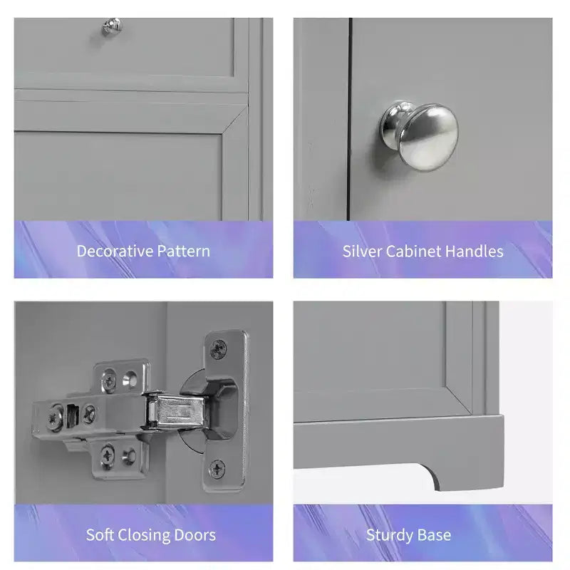 Meuble-lavabo MAYEERTY 20 pouces avec lavabo, porte à fermeture amortie, étagère de rangement réglable, gris