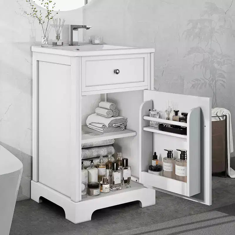 Meuble-lavabo MAYEERTY 20 pouces avec lavabo, porte à fermeture amortie, étagère de rangement réglable, gris