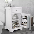 Meuble-lavabo MAYEERTY 20 pouces avec lavabo, porte à fermeture amortie, étagère de rangement réglable, gris