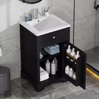Meuble-lavabo MAYEERTY 20 pouces avec lavabo, porte à fermeture amortie, étagère de rangement réglable, gris