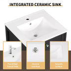 Meuble-lavabo MAYEERTY 20 pouces avec lavabo, porte à fermeture amortie, étagère de rangement réglable, gris