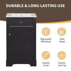 Meuble-lavabo MAYEERTY 20 pouces avec lavabo, porte à fermeture amortie, étagère de rangement réglable, gris