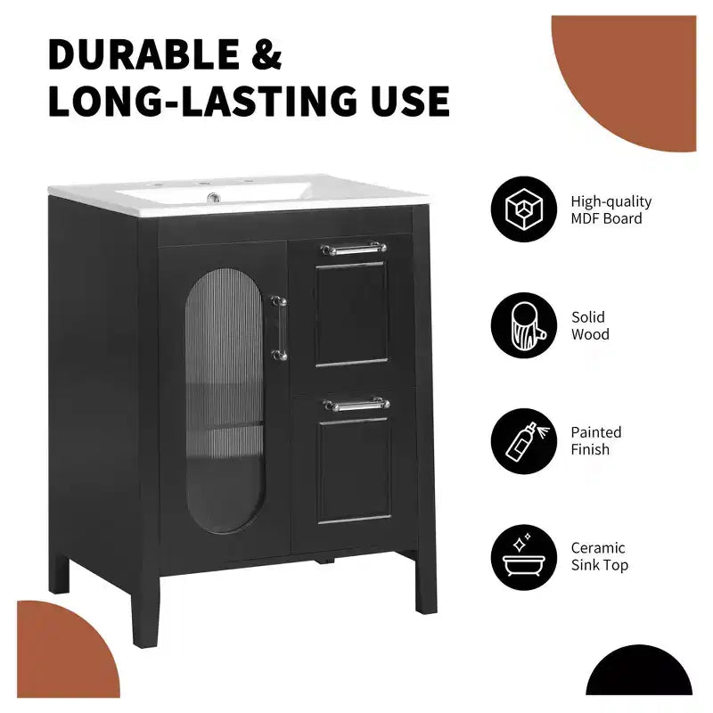 MAYEERTY Meuble de Salle de Bain Noir Triangle Étagère Réglable MDF Moderne