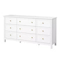 VEVOR 9 Drawer Dresser, Wooden Chest of Drawers with Sliding and Anti-tip Device, Retro Minimalist Dresser Chest, White