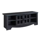 Meuble TV en bois AndMakers de 132,08 cm avec 1 armoire de rangement vitrée pour téléviseurs jusqu'à 152,4 cm.