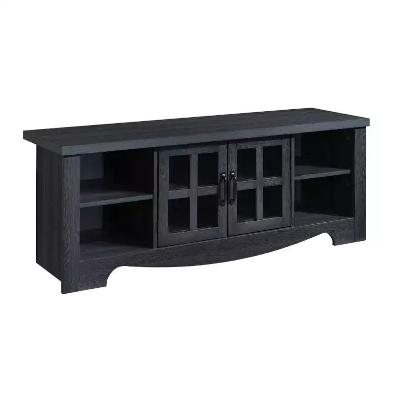 Meuble TV en bois AndMakers de 132,08 cm avec 1 armoire de rangement vitrée pour téléviseurs jusqu'à 152,4 cm.