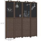 Paravent en bois avec tableau noir, paravent pliable à 4 panneaux pour bureau à domicile, 1,68 m