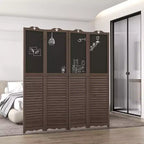Paravent en bois avec tableau noir, paravent pliable à 4 panneaux pour bureau à domicile, 1,68 m