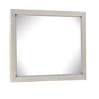 Miroir de commode Royal Hampton, verre biseauté, cadre en bois massif gris clair, 34x44
