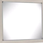 Miroir de commode Royal Hampton, verre biseauté, cadre en bois massif gris clair, 34x44