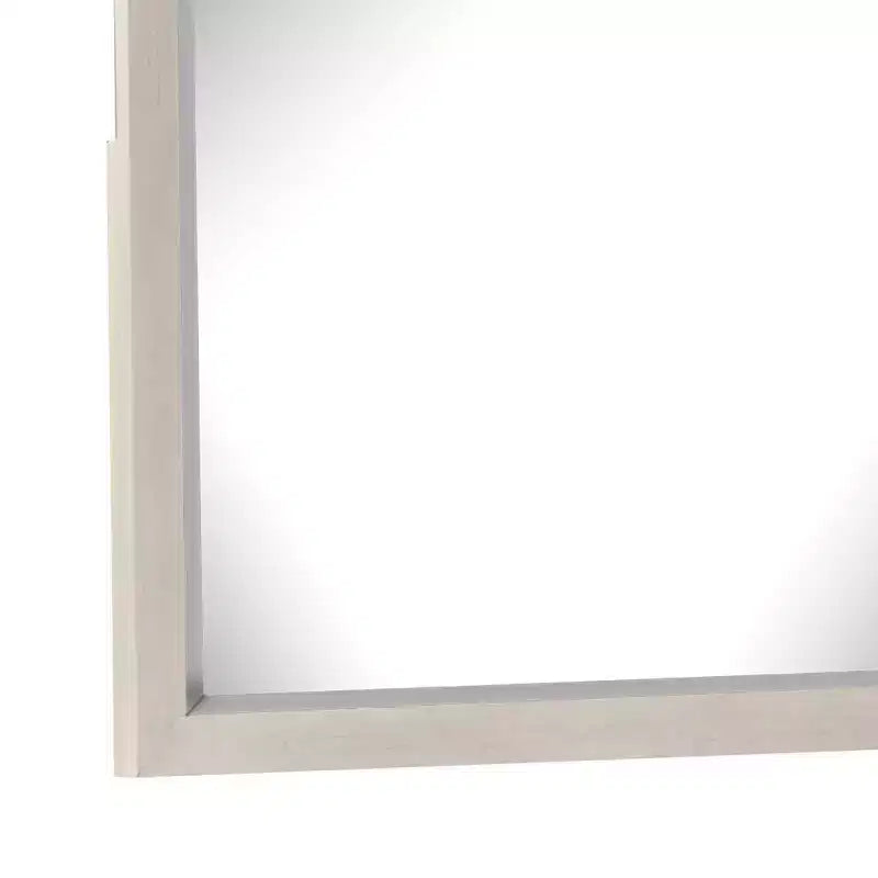 Miroir de commode Royal Hampton, verre biseauté, cadre en bois massif gris clair, 34x44