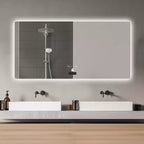 Miroir de salle de bain mural LED TUYOHW 48x32 pouces avec fonction anti-buée, miroir de courtoisie mural sans cadre pour salle de bain, chambre à coucher