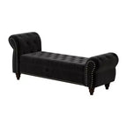 TUYOHW Banc de rangement rectangulaire, banc ottoman de bout de lit de 64,5 pouces avec design touffeté à clous, ottoman en lin pour salon, chambre, entrée