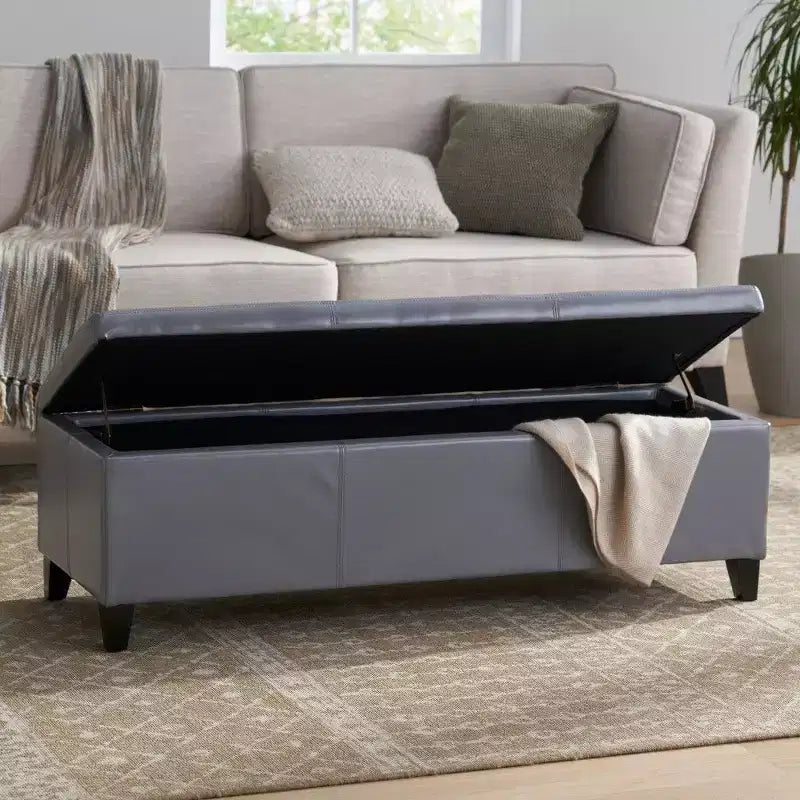 TUYOHW Banc de rangement, banc ottoman de bout de lit 51,25 avec couvercle à fermeture en douceur, ottoman rectangulaire pour salon, entrée