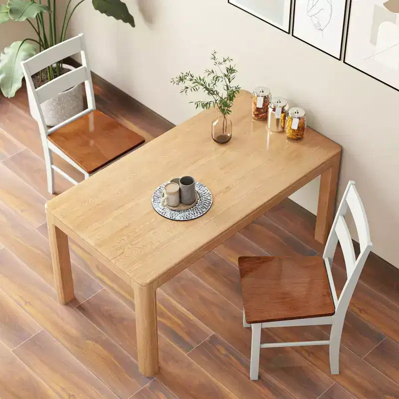 Chaises de salle à manger de ferme, ensemble de 2 chaises de table de cuisine en bois d'hévéa avec dossier ouvert pour le salon