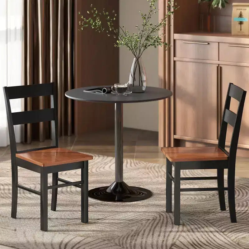 Chaises de salle à manger de ferme, ensemble de 2 chaises de table de cuisine en bois d'hévéa avec dossier ouvert pour le salon
