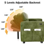 Canapé d'angle convertible Dyonery 105 avec lit gigogne, canapé-lit en U avec dossier inclinable/USB, assemblage sans outils, velours côtelé gris