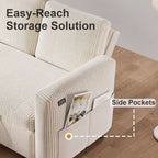 Canapé d'angle convertible Dyonery 105 avec lit gigogne, canapé-lit en U avec dossier inclinable/USB, assemblage sans outils, velours côtelé gris