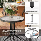 Ensemble de bistro 3 pièces, petit salon de jardin avec chaises empilables et table en verre pour jardin, balcon