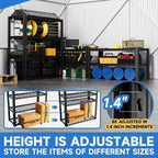 Étagère de garage métallique robuste à 4 niveaux de 101,6 cm de largeur x 48,26 cm de profondeur x 152,4 cm de hauteur, charge de 997,9 kg, noire, étagères de rangement industrielles réglables