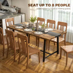 Table de cuisine industrielle pour 8 personnes, table de salle à manger de 180 cm de long avec grand plateau et pieds en acier pour salle à manger