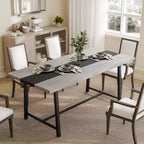 Table de cuisine industrielle pour 8 personnes, table de salle à manger de 180 cm de long avec grand plateau et pieds en acier pour salle à manger