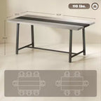 Table de cuisine industrielle pour 8 personnes, table de salle à manger de 180 cm de long avec grand plateau et pieds en acier pour salle à manger