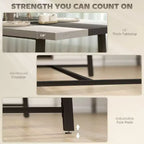 Table de cuisine industrielle pour 8 personnes, table de salle à manger de 180 cm de long avec grand plateau et pieds en acier pour salle à manger