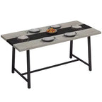 Table de cuisine industrielle pour 8 personnes, table de salle à manger de 180 cm de long avec grand plateau et pieds en acier pour salle à manger