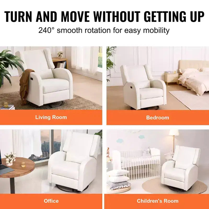 Fauteuil inclinable électrique et planeur pivotant, fauteuil inclinable planeur pivotant avec port USB et capacité de poids de 113 kg