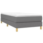 Cadre de lit en tissu gris foncé (100 % polyester), contreplaqué, bois composite