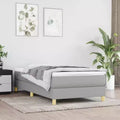 Bed Frame Light Gray Polyester, Plywood, Engineered Wood Twin XL