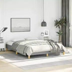 Bed Frame Light Gray Polyester, Plywood, Engineered Wood Full
