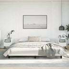 Bed Frame With Headboard White Faux leather, plywood, engineered wood