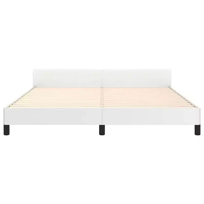 Cadre de lit avec tête de lit Similicuir blanc, contreplaqué, bois manufacturé