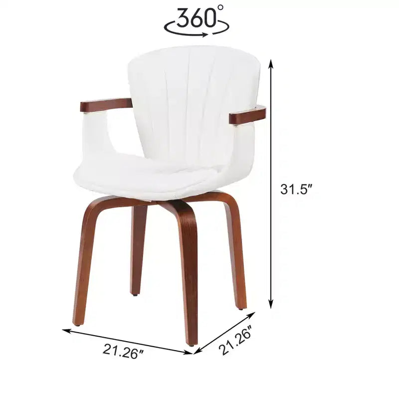 Homy Casa Lot de 2 chaises de salle à manger pivotantes en similicuir PU avec cadre en bois courbé et accoudoirs