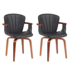 Homy Casa Lot de 2 chaises de salle à manger pivotantes en similicuir PU avec cadre en bois courbé et accoudoirs