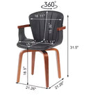 Homy Casa Lot de 2 chaises de salle à manger pivotantes en similicuir PU avec cadre en bois courbé et accoudoirs