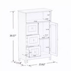 Meuble de rangement debout Homy Casa avec 3 tiroirs et une porte, blanc