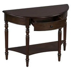 Console demi-lune de style campagnard français, table d'entrée rustique avec tiroir et étagère de rangement - Panipeachy