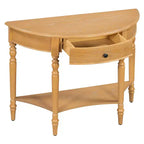 Console demi-lune de style campagnard français, table d'entrée rustique avec tiroir et étagère de rangement - Panipeachy